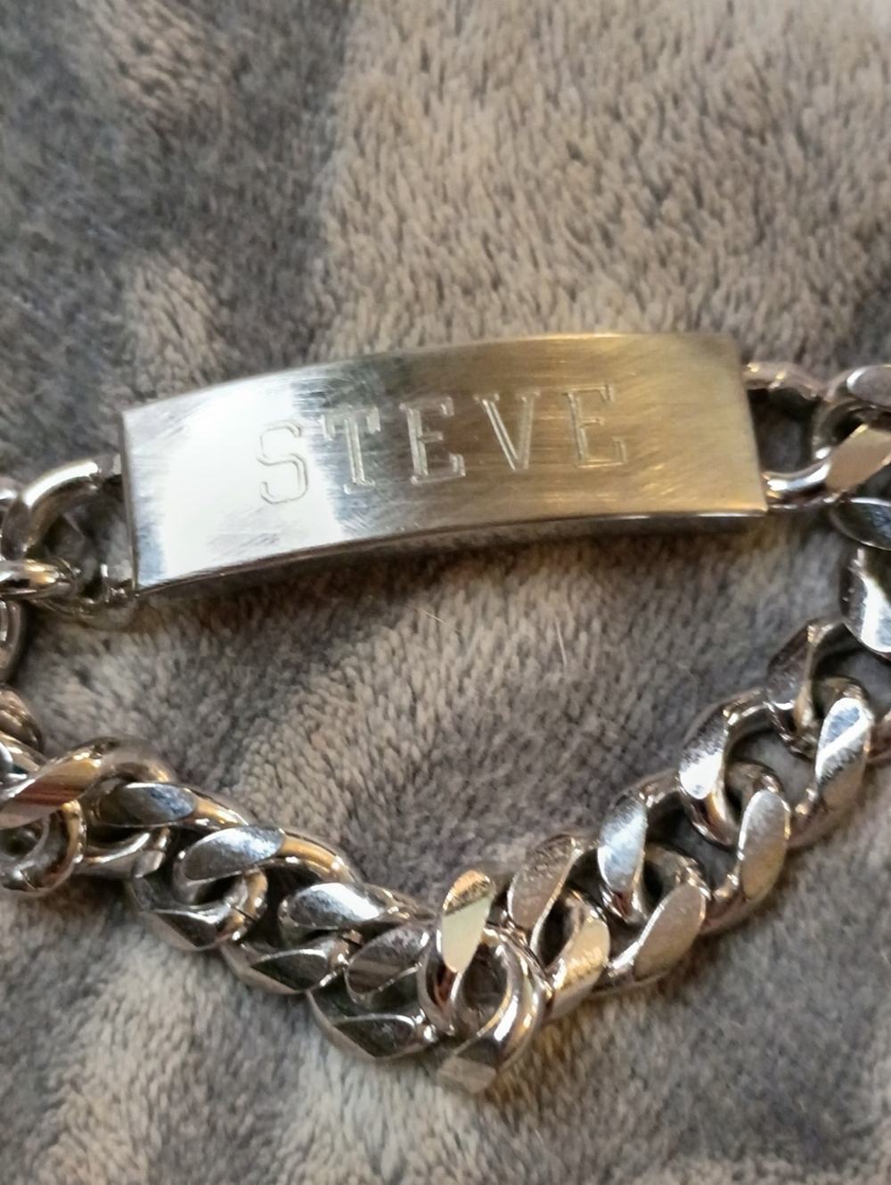 Source Unknown Silver Men’s ID Bracelet - STEVE Engraved